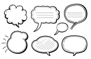 Set of blank speech bubbles in various shapes on a white background. vector
