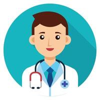 Doctor flat icon with long shadow vector