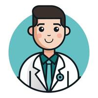 Doctor icon in a circle with a blue background vector