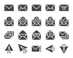 mail and envelope solid icon set vector