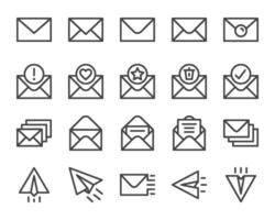 mail and envelope line icon set vector