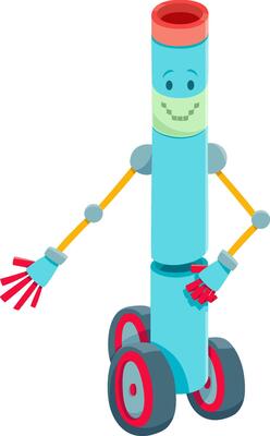 funny cartoon blue robot fantasy character