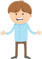 happy cartoon boy character with open arms vector