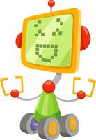 funny cartoon robot fantasy character with big screen vector