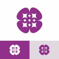 Combination of Clover and Sparks with Purple Color Logo Design vector