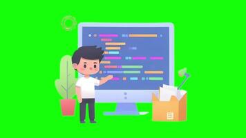 Programmer Day Character Popup Green Screen video