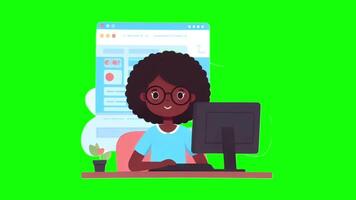 programador dia personagem Aparecer verde tela video
