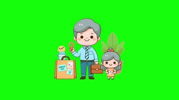 Parents Day Character Popup Green Screen video