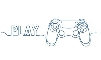 a game stick one line drawing illustration. modern wireless game controller for pc. one continuous line joystick controller vector