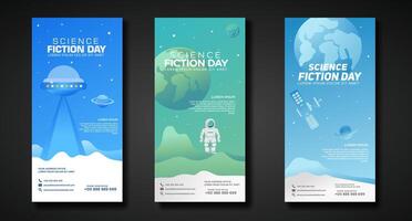 Set banners design template for National Science Fiction Day vector