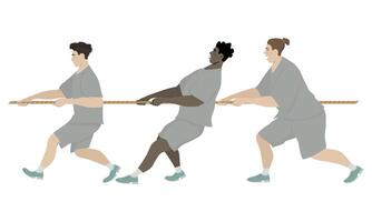 illustration of a team tug of war competition on a white background vector