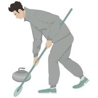 illustration of an athlete playing curling on a white background vector