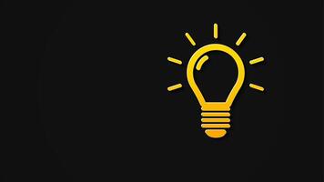 Flat illustration of a glowing bulb on a black background. The concept of a good, creative, and innovative idea. A brilliant idea vector