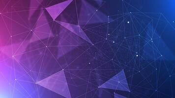 Abstract tech network connection dots. Digital neural network background, geometric polygonal shapes. Futuristic scientific wallpaper with mesh. Dark background with plexus lines vector