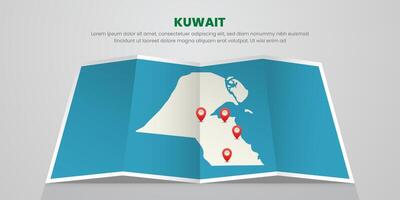 kuwait map travel with pin tag location design Illustration vector