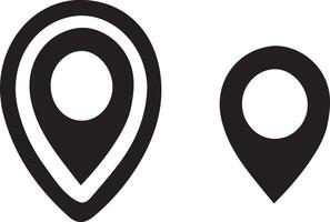 A black and white map pointer and a pin vector