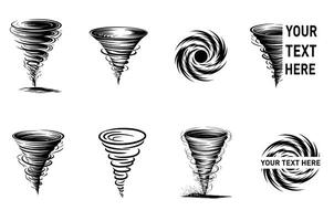 Tornado Silhouette set. Collection of Tornado. vector