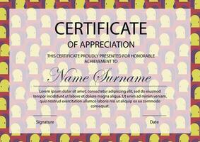 Diploma template with abstract elements. Certificate of appreciation school sheet vector