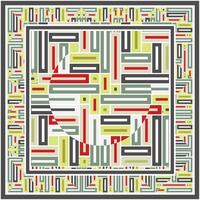 Abstract Geometric Square Scarf Print Pattern, Line Art with Multicolor Combination. vector