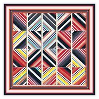 Abstract Geometric Square Scarf Print Pattern, Line Art with Multicolor Combination. vector