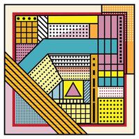 Square Geometric Shape Print Scarf, Colorful Doted and Line Placement with Multicolor Background. vector