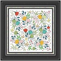 Colorful Square Flower Scarf with Doted Texture Background. vector