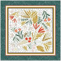 Colorful Square Flower Scarf with Doted Texture Background. vector