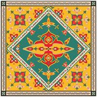 Traditional Flower Motif Print Placement with Red Background. vector