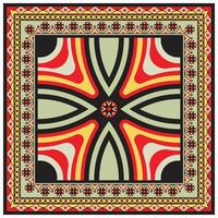 Traditional Square Indian Motif Print Placement with Border. vector