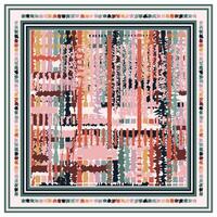 Abstract Geometric Square Scarf Print Pattern, Line Art with Multicolor Combination. vector