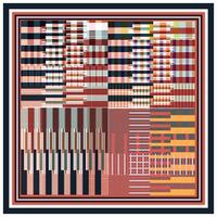 Abstract Geometric Square Scarf Print Pattern, Line Art with Multicolor Combination. vector