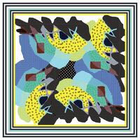 Colorful Square Flower Scarf with Doted Texture Background. vector