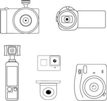 Icon set of several types of cameras vector