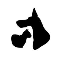 Cat and a dog. Silhouette of pets on a white background, illustration vector