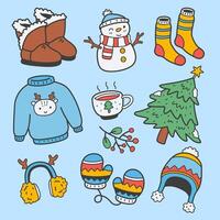 Winter element collection vector
