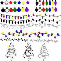 Christmas Light Bulbs Collection. Bright and colorful array of holiday lights for backgrounds, greeting cards, festive designs, Xmas and New Year illustrations. illustration vector