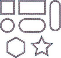 Geometric frames set in various shapes, square, circle, oval, star, hexagon for minimalistic design, social media graphics, contemporary layouts, and decorative borders. illustration vector
