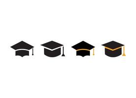 set of Graduation cap icon set. different styles of graduation hat cap Illustration vector