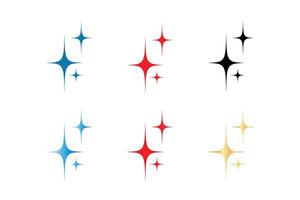 Retro futuristic sparkle icons star collection. Set of star shapes. Abstract cool shine effect sign design. vector