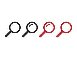 Magnifying glass icon, search icon, Magnifying glass set, Zoom symbol, zoom lens sign, scan search symbol isolated, search symbol for web icons flat illustration in red and black color vector