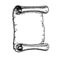 Antique paper scroll. black and white graphics. Hand-drawn illustration on a white background. An element of the design of postcards, flyers, posters. For stickers, flyers, banners and more. vector