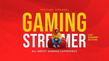 Red Minimalist Gaming Streamer Youtube Banner template