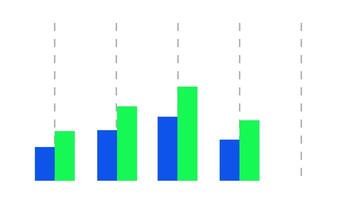 bar graph Four pairs of bars show a gradient of blue and green colors with increasing heights, suitable for data analytics and growth concepts. video