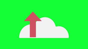 upload animation icon cloud on green background. Suitable for financial success, growth, and cloud computing concepts. Perfect for presentations. video