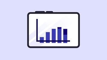 infographics data graph bar tablet displaying an upward trend bar graph suitable for business presentations and financial reports. Data visualization, digital technology, statistics. video