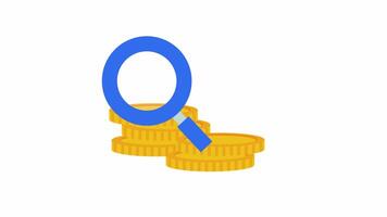 magnifying glass on gold coins suitable for financial analysis and investment concepts in business presentations and marketing materials. video