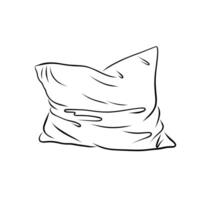 Sketch illustration of pillow, art, pillow isolated, white pillow, bed pillow. Hand drawn. vector