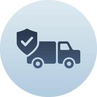 Truck Delivery Safe Circle Icon with Dark Blue Gradient Isolated on White Background vector