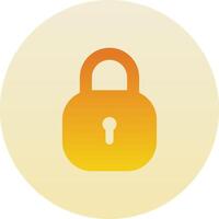 Secured Padlock Rounded Circle Icon with Yellow Gradient Isolated on White Background vector