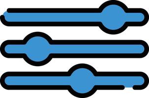 Three Lines with Dot Filter Blue Icon with Black Outline Isolated on White Background vector